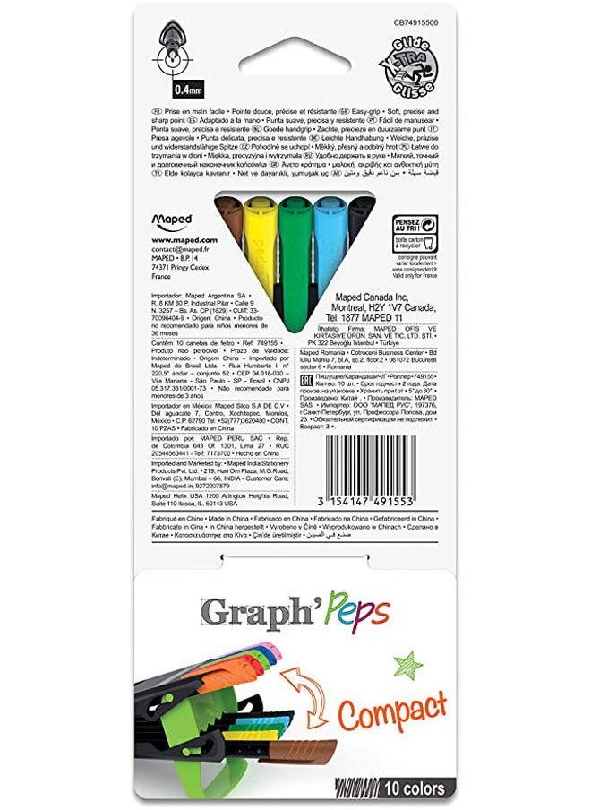 Maped - Graph'Peps Fineliner Pens In Innovative Case (Pack Of 10) - Image 1