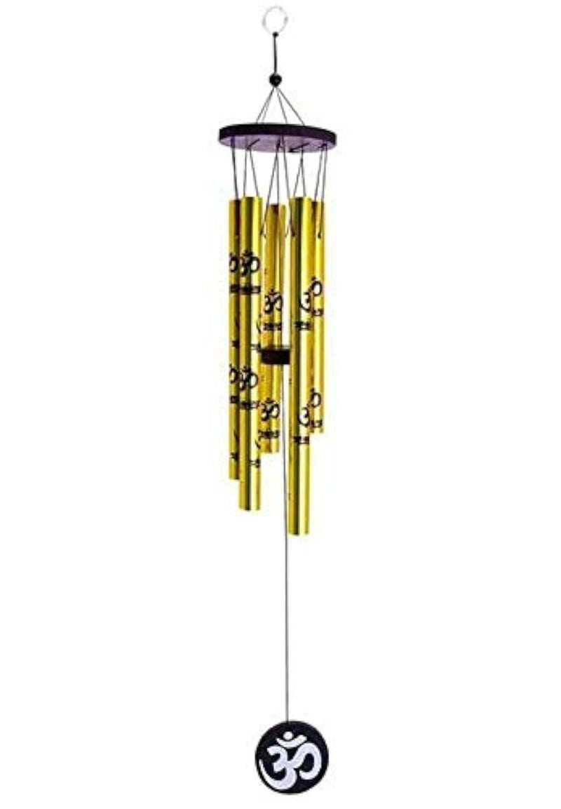 GJ Vastu, Om Golden and Hanging Wind Chime for Home, Balcony and Bedroom Positive Energy with Good Sound (Gold) 5 Pipe 75 - cm - Image 1