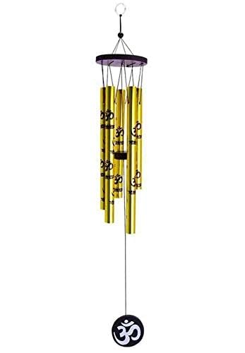 GJ Vastu, Om Golden and Hanging Wind Chime for Home, Balcony and Bedroom Positive Energy with Good Sound (Gold) 5 Pipe 75 - cm - Image 2
