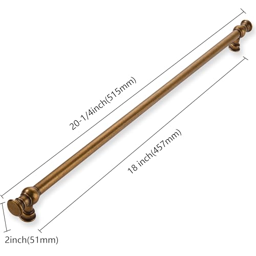 ZAUYX 1Pack 18inch457mm Hole Center Appliance Pulls Antique Brass Cabinet Pulls Solid Heavy Duty Kitchen Cabinet Hardware for Cupboard Drawer Pulls Cabinet Handle - Image 3