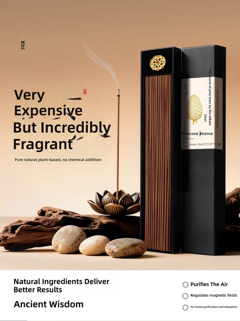 Authentic natural pinecone incense, jiangzhen incense, agarwood, calming sandalwood, indoor household Buddhist incense, fortune‑attracting and purifying stick incense. - Image 1