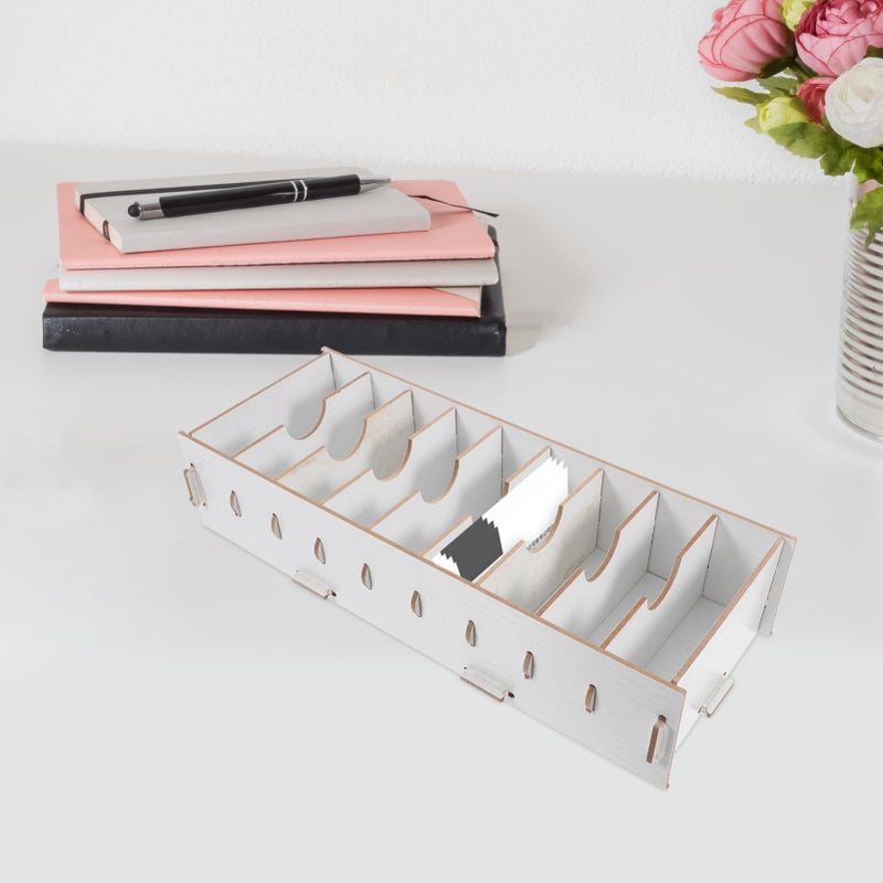 Wooden Business Card Holder Stylish Name Card Organizer Elegant Office Desktop - Image 5