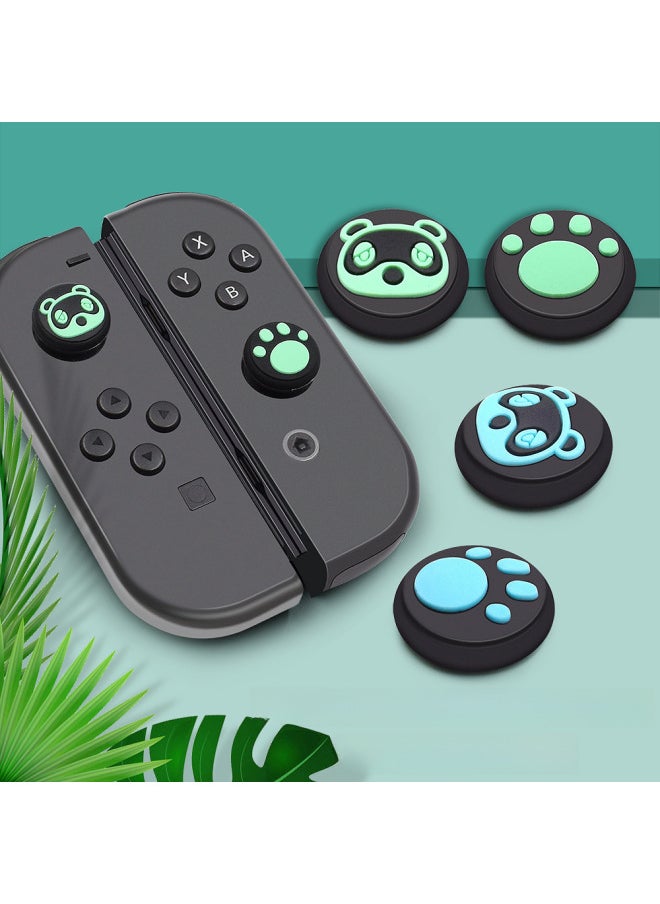 Generic - Switch Rocker Cap Silicone Cap Game Cap Key Protection Cap Nintendo Animal Mori Bear-Product Color:Leaves White And Blue - Image 1