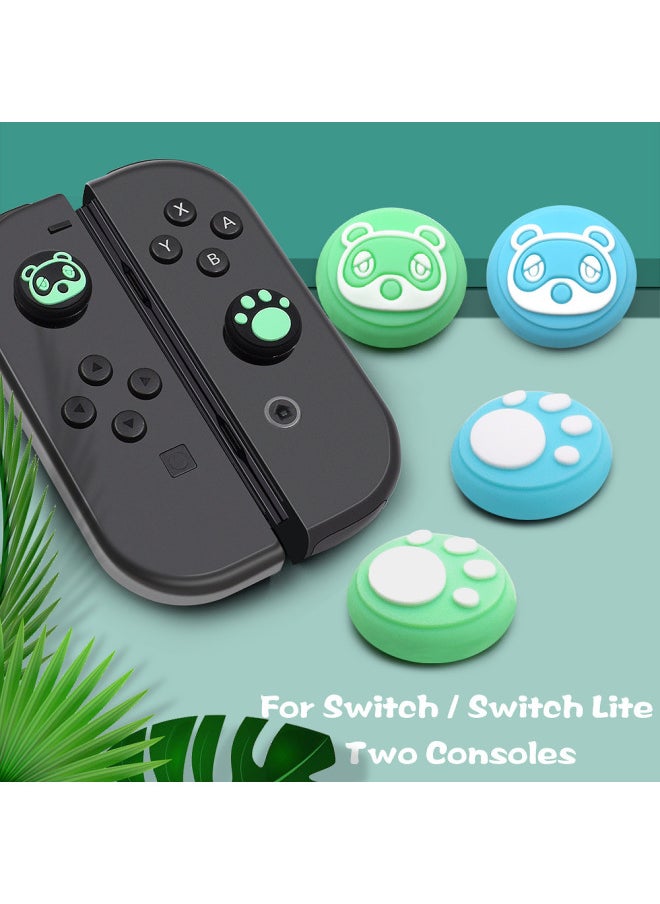 Generic - Switch Rocker Cap Silicone Cap Game Cap Key Protection Cap Nintendo Animal Mori Bear-Product Color:Leaves White And Blue - Image 1