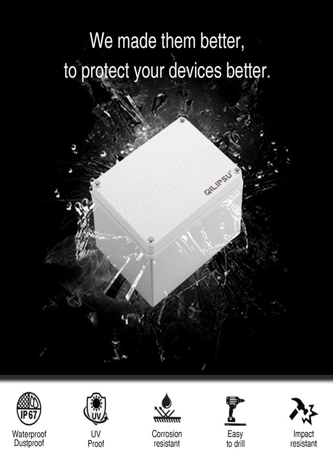 QILIPSU Outdoor Junction Box, IP67 Waterproof ABS Plastic Electrical Box, Grey Cover 125x125x75mm Project Box Weatherproof Enclosure (4.9"x4.9"x3") - Image 3