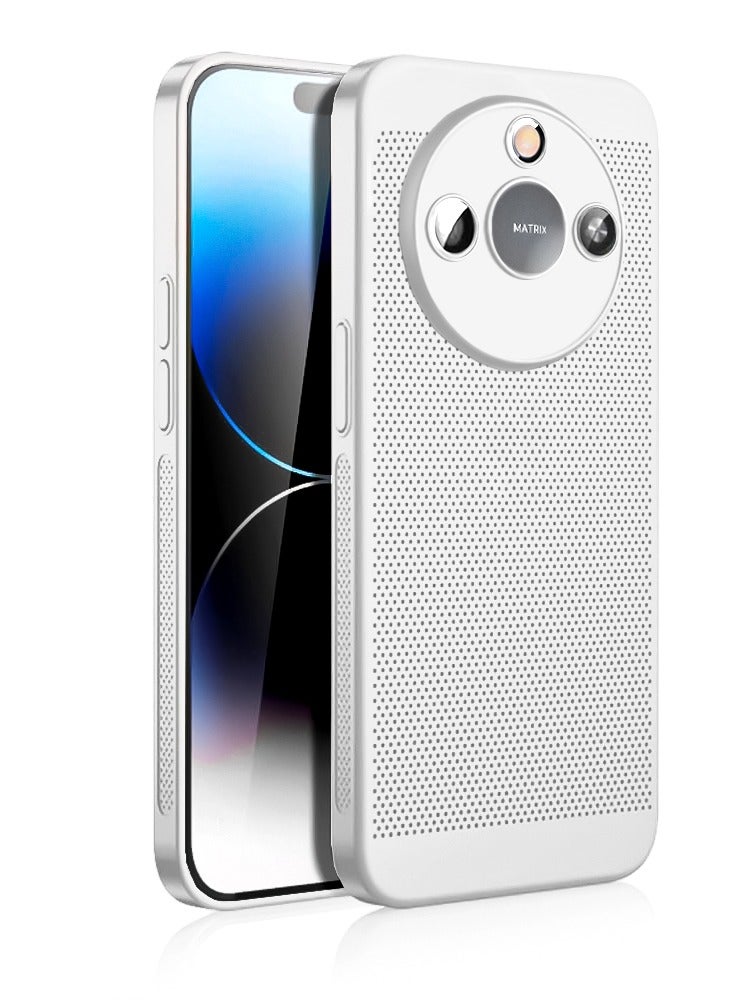 Heat Dissipation Case with Built in Camera Lens Protector Slim Fit Breathable Cooling Anti Fingerprint Hard PC Back Shockproof Cover For Honor X9c Smart 5G/X60 5G (White)