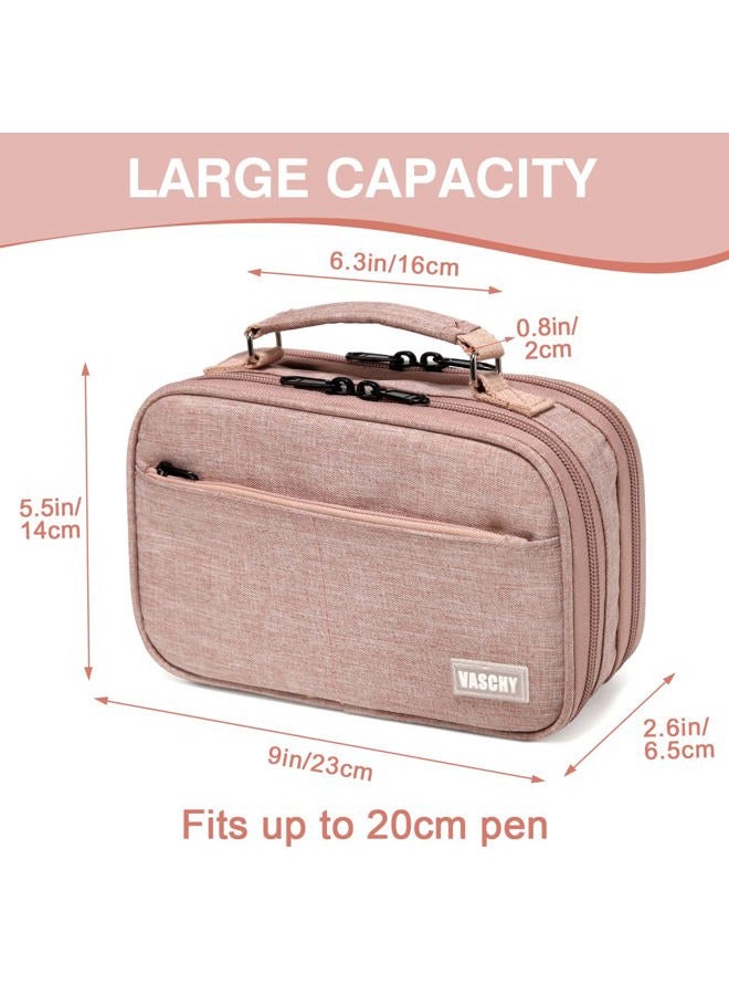 Vaschy Pencil Case, Large Pencil Pouch with Compartments for Middle School,Work,Office Pen Organizer Holder School Supply Pink - Image 2