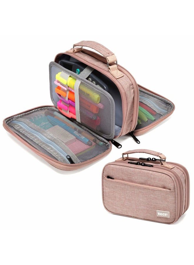 Vaschy Pencil Case, Large Pencil Pouch with Compartments for Middle School,Work,Office Pen Organizer Holder School Supply Pink - Image 1
