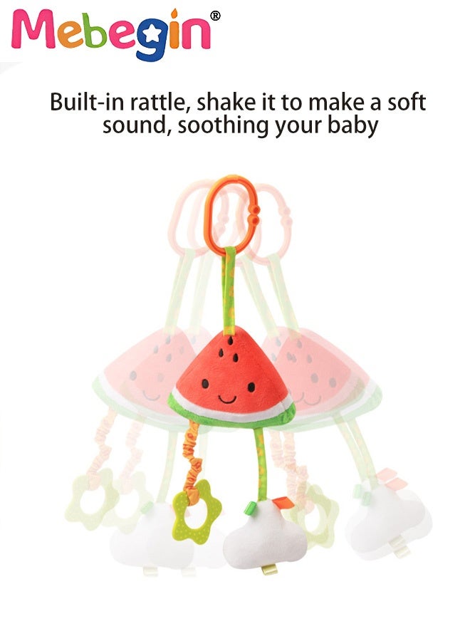 MEBEGIN 4 PCS Baby Soft Hanging Rattle Crinkle Squeaky Toy, Baby Stroller Toys, Hanging Crib Activity Toys, Adorable Newborn Sensory Toy, Car Crib Travel Activity with Teether, Ideal Gift for Babies - Image 2