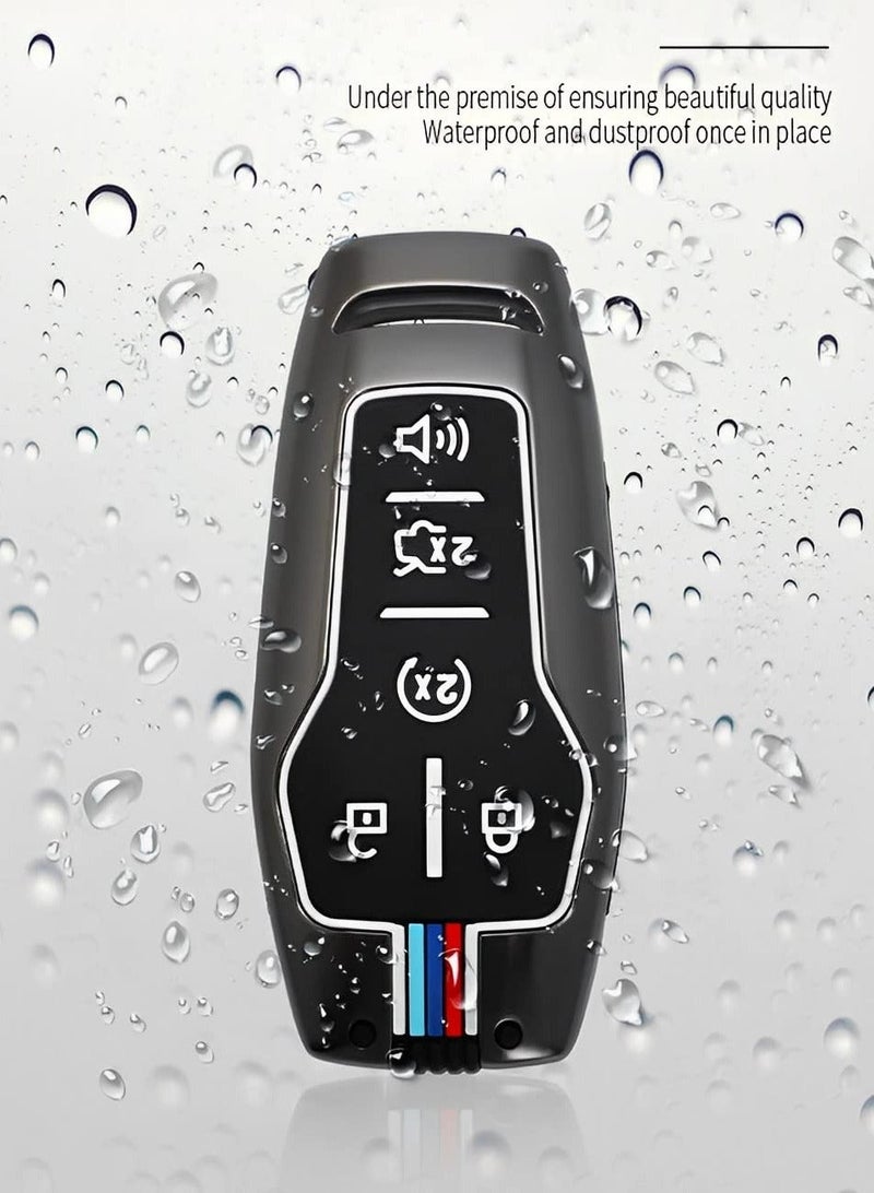 for Ford Key Fob Cover Case, Premium Soft Full Protection Case Shellm, Metal Shell Car Smart Holder Keychain Compatible Mustang Explorer Fusion F150 Edge Lincoln MKZ MKC (FDE-Gray) - Image 4