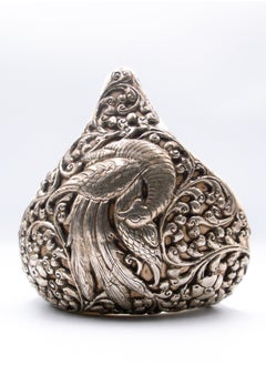 Alpine Crystals UAE Exquisite Pure Silver Shell Bangle Peacock Carving  Handmade in Nepal  - Image 1