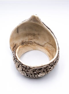 Alpine Crystals UAE Exquisite Pure Silver Shell Bangle Peacock Carving  Handmade in Nepal  - Image 2