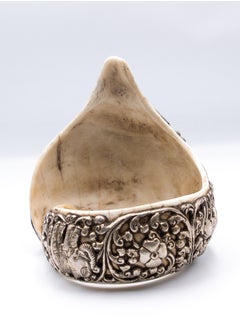 Alpine Crystals UAE Exquisite Pure Silver Shell Bangle Peacock Carving  Handmade in Nepal  - Image 3