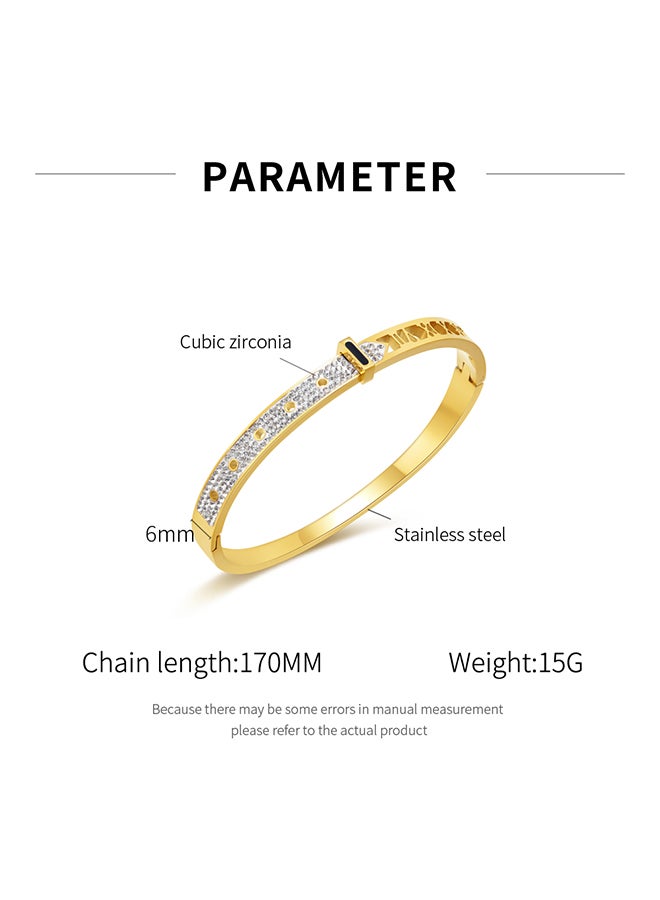 Light Luxury Full Diamond Stainless Steel Bracelet Roman Numeral Bracelet - Image 2