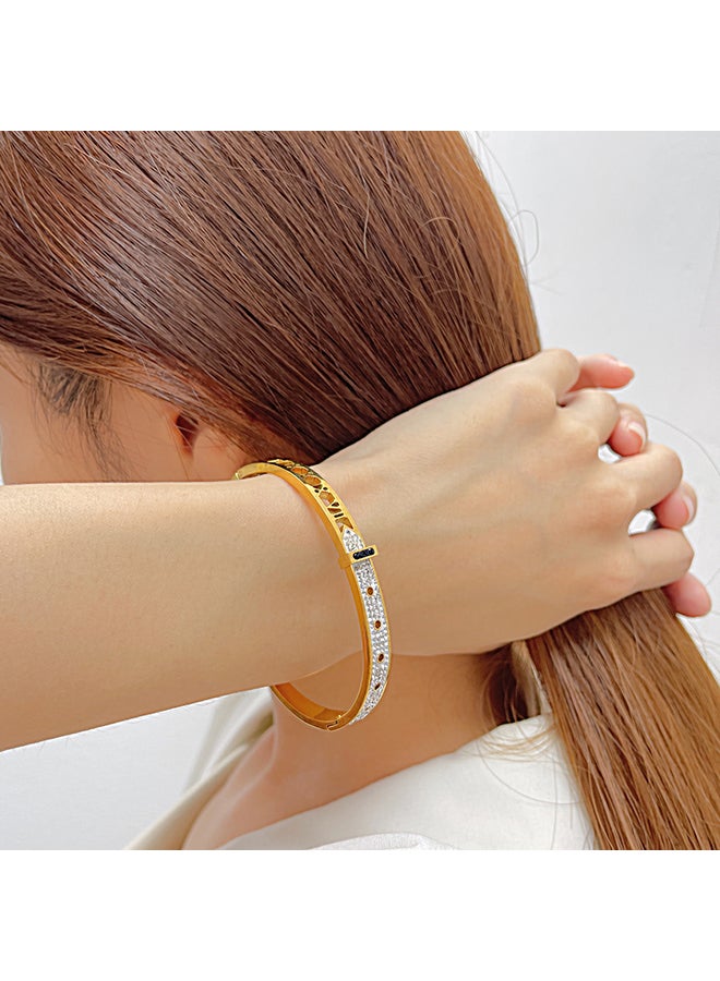 Light Luxury Full Diamond Stainless Steel Bracelet Roman Numeral Bracelet - Image 3