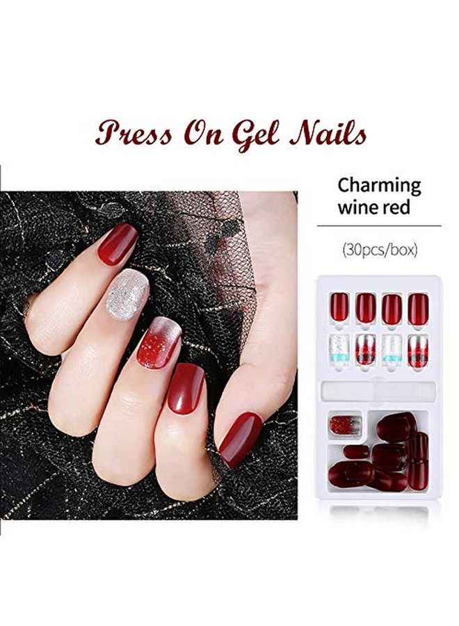 Store2508 Press On Gel Nails With Double Sided Jelly Adhesive Mb658_Design 09 30 Pieces - Image 3
