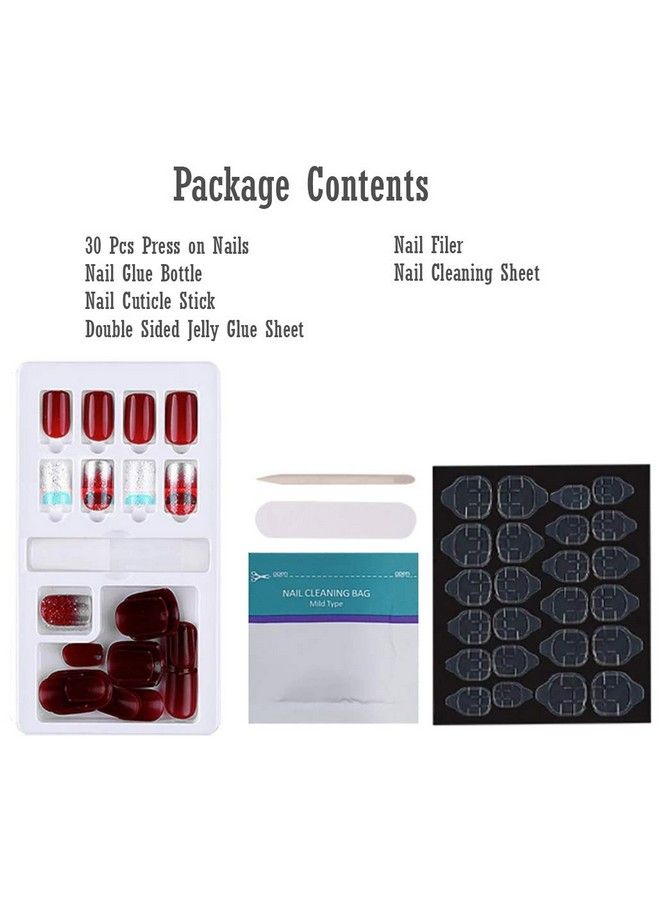 Store2508 Press On Gel Nails With Double Sided Jelly Adhesive Mb658_Design 09 30 Pieces - Image 4