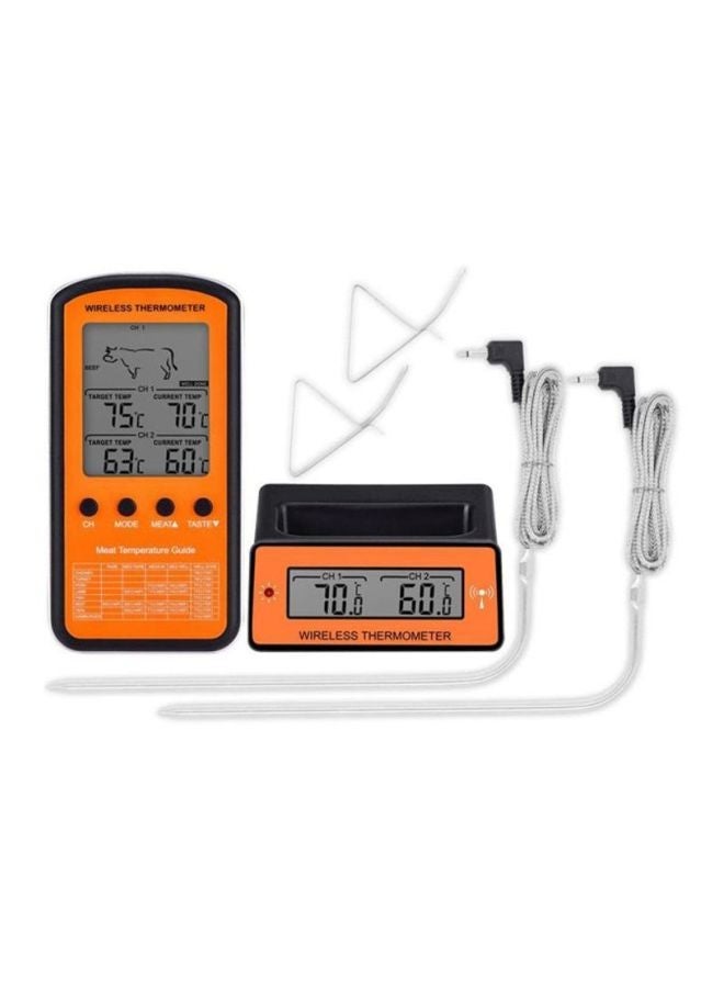 NIBEMINENT 2-Piece Wireless Remote With Dual Probe Digital Oven Thermometer Orange/Black - Image 2