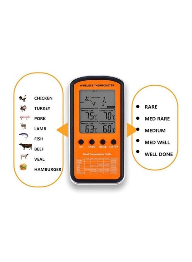 NIBEMINENT 2-Piece Wireless Remote With Dual Probe Digital Oven Thermometer Orange/Black - Image 4