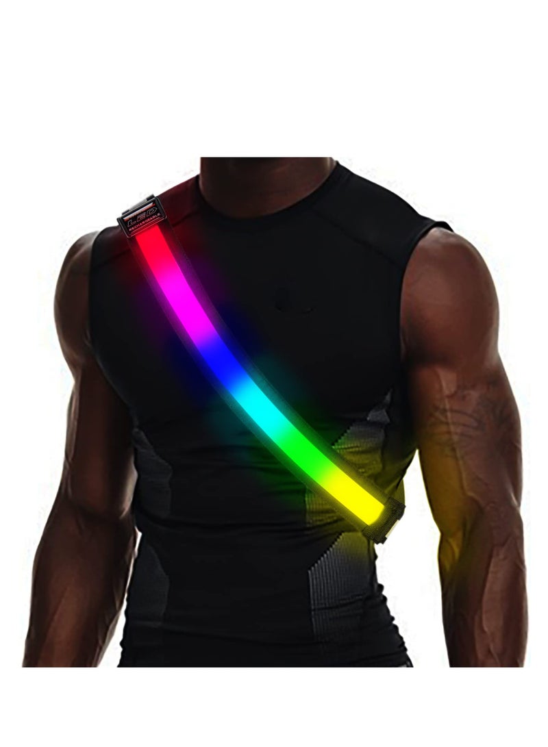 SYOSI LED Reflective Running Gear, High Visibility Reflective Belt Sash with Safety Light, USB Rechargeable Adjustable Size Night Reflective Accessories for Night Outdoor Running Walking  - Image 1