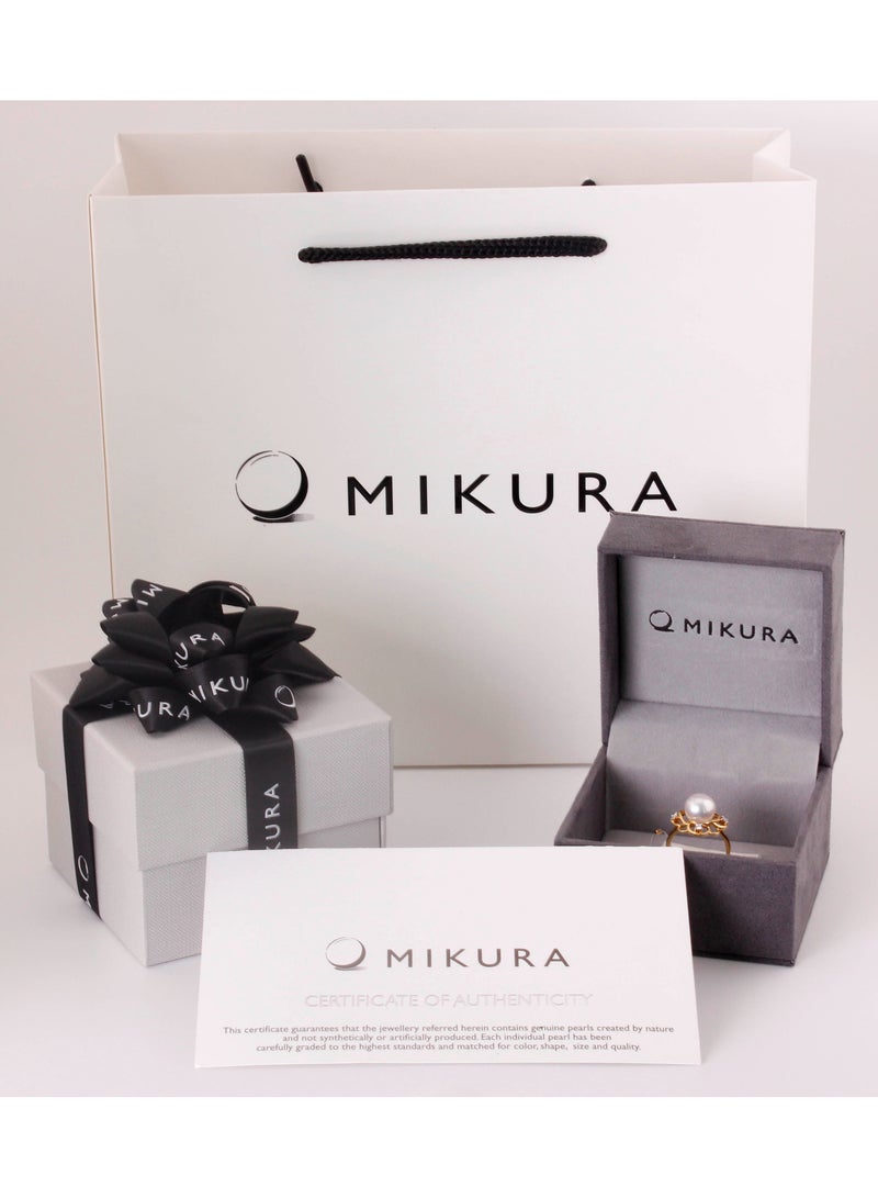 MIKURA Ring, Freshwater Pearls, A Quality, White Color, 9.0-8.5MM, 18KW, 32D-0.38Cts, VS Clarity, G/H Color  - Image 5