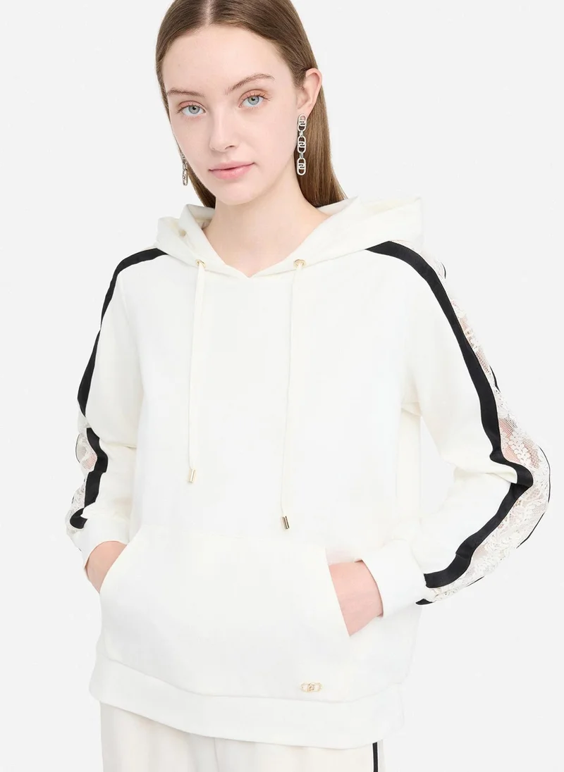 Liu Jo Cotton sweatshirt with lace