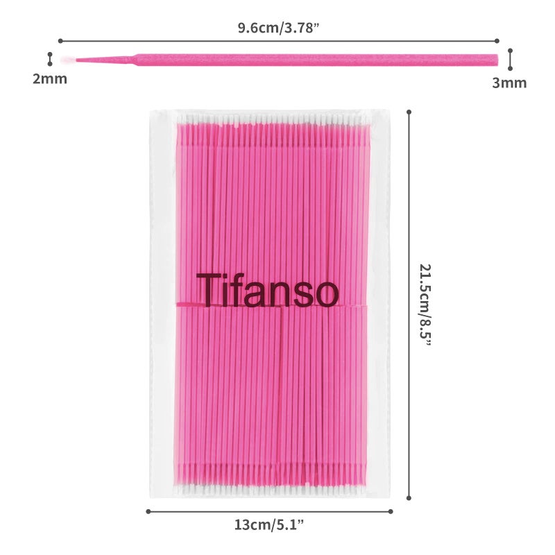 tifanso 400PCS Micro Cotton Swabs, Disposable Eyelash Microswabs for Eyelash Extensions, Lash Brush Applicators Pink(Head Diameter: 2.0mm) - Image 2