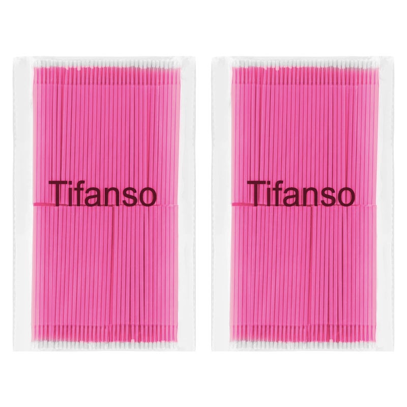tifanso 400PCS Micro Cotton Swabs, Disposable Eyelash Microswabs for Eyelash Extensions, Lash Brush Applicators Pink(Head Diameter: 2.0mm) - Image 3