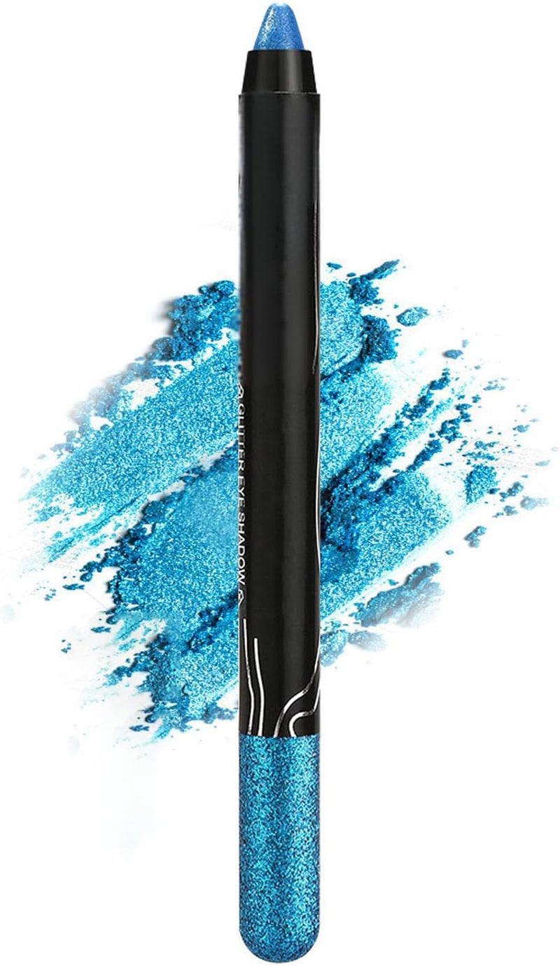 Blue Eyeshadow Stick Glitter Eyeshadow Pencil with High Colour Payoff Waterproof Cream Eyeshadow LongLasting Metallic Blue with Glittery Finish Buildable Smooth Application