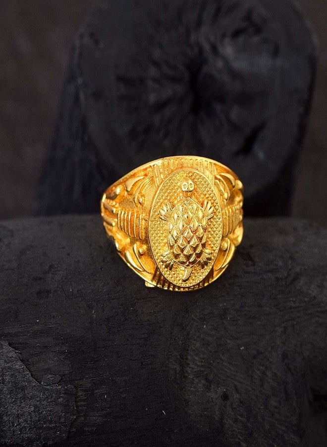 morir Gold Plated Brass Healthy Longevity Turtle-Tortoise Vastu Feng Shui Kachua Finger Ring Jewelry for Unisex - Image 4