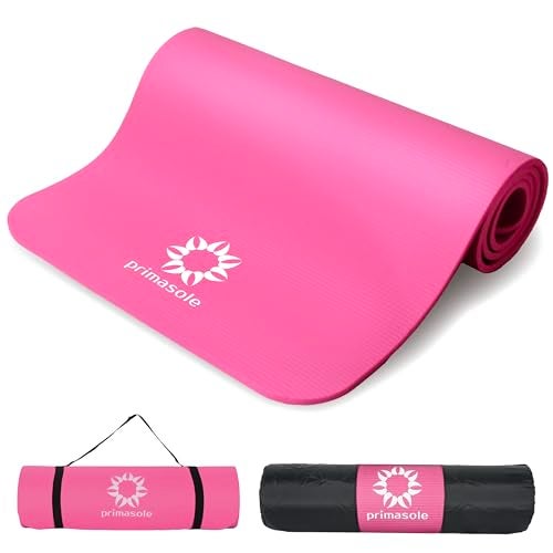 Primasole Thick Yoga Mat, 1/2-Inch Extra Thick NBR Mat with Enhanced Stability - Textured Design, Lightweight Mat with Carrying Strap & Case for Yoga, Pilates, Gym & Home Use (Multiple Colors) - Image 1