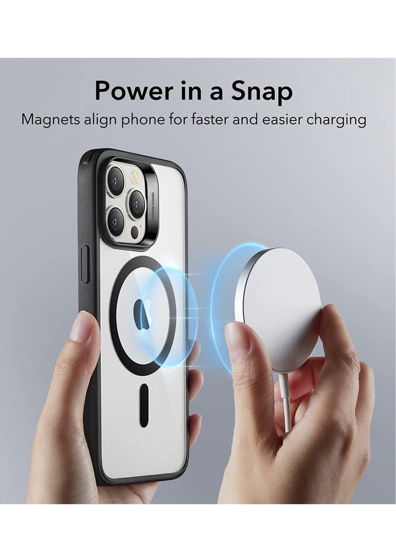 MUNTAQI iPhone 14 Pro Max Case, MagSafe Phone Case Supports Magnetic Wireless Charging, Shockproof Military-Grade Protection, Scratch-Resistant, Classic Hybrid Cover for iPhone 14 Pro Max, Clear Black - Image 3