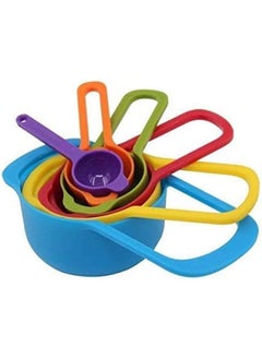SHOWAY 6 Pcs Of Plastic Measuring Cups And Spoons Set. Stackable Space Saving Multi Color Design  - Image 4