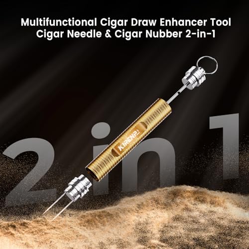 Kirenp 2-Pack Cigar Draw Enhancer Tool, Cigar Poker & Cigar Nubber 2-in-1, Practical Cigar Accessories with Key Ring for All Cigars - Image 2