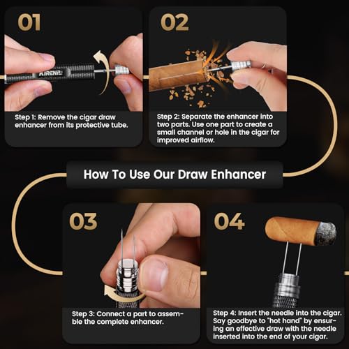 Kirenp 2-Pack Cigar Draw Enhancer Tool, Cigar Poker & Cigar Nubber 2-in-1, Practical Cigar Accessories with Key Ring for All Cigars - Image 5