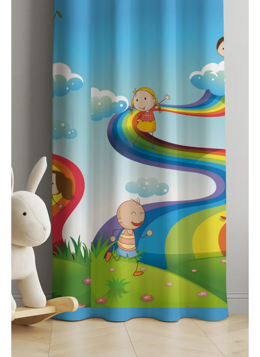 Ays Home Rainbow Pattern Children's Background Curtain