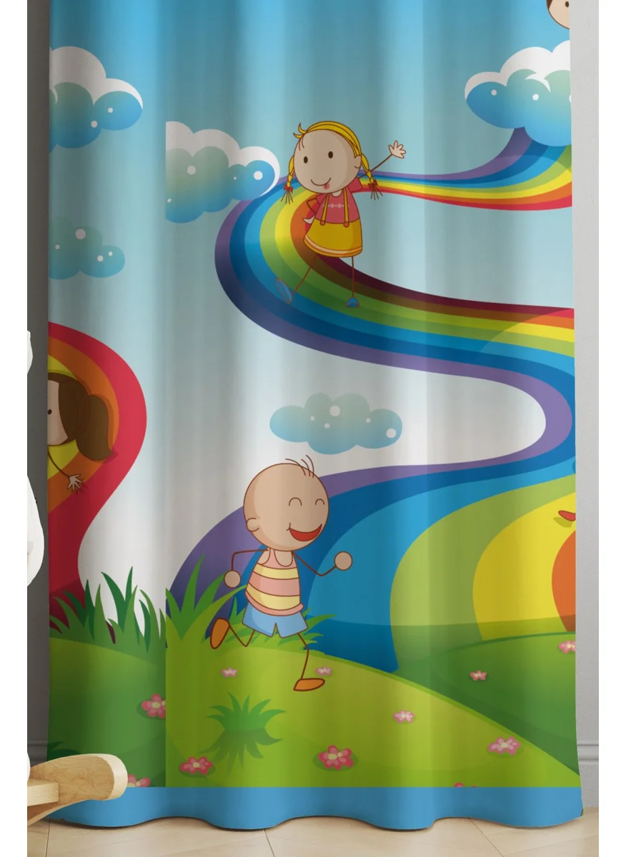 Ays Home Rainbow Pattern Children's Background Curtain