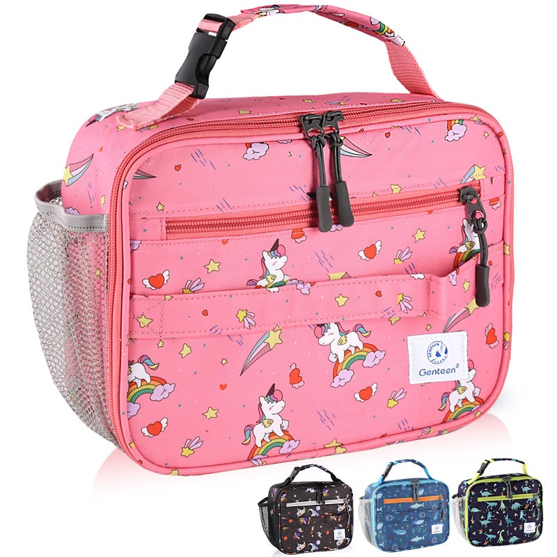 Genteen Lunch Box Kids Prints Insulated Lunch Bag Kids Boys GirlsSoft Bag Mini Cooler Back to School Thermal Meal Tote Kit Lunch Box for SchoolWorkOutdoor Star Rainbow