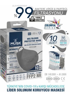 MUSK FFP2/N95 Mask Gray Color 20 Pieces  - Image 1