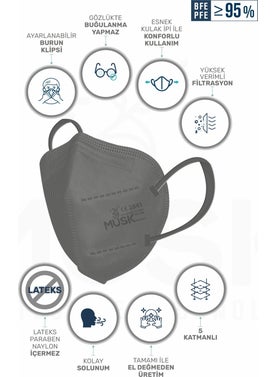 MUSK FFP2/N95 Mask Gray Color 20 Pieces  - Image 5