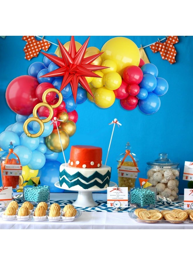 Sowide - Balloon Arch Kit, Red Blue Yellow Balloons Garland Kit With Explosion Star Foil Balloons For Cartoon Hedgehog Carnival Circus Theme Birthday Party Baby Shower Decorations - Image 1