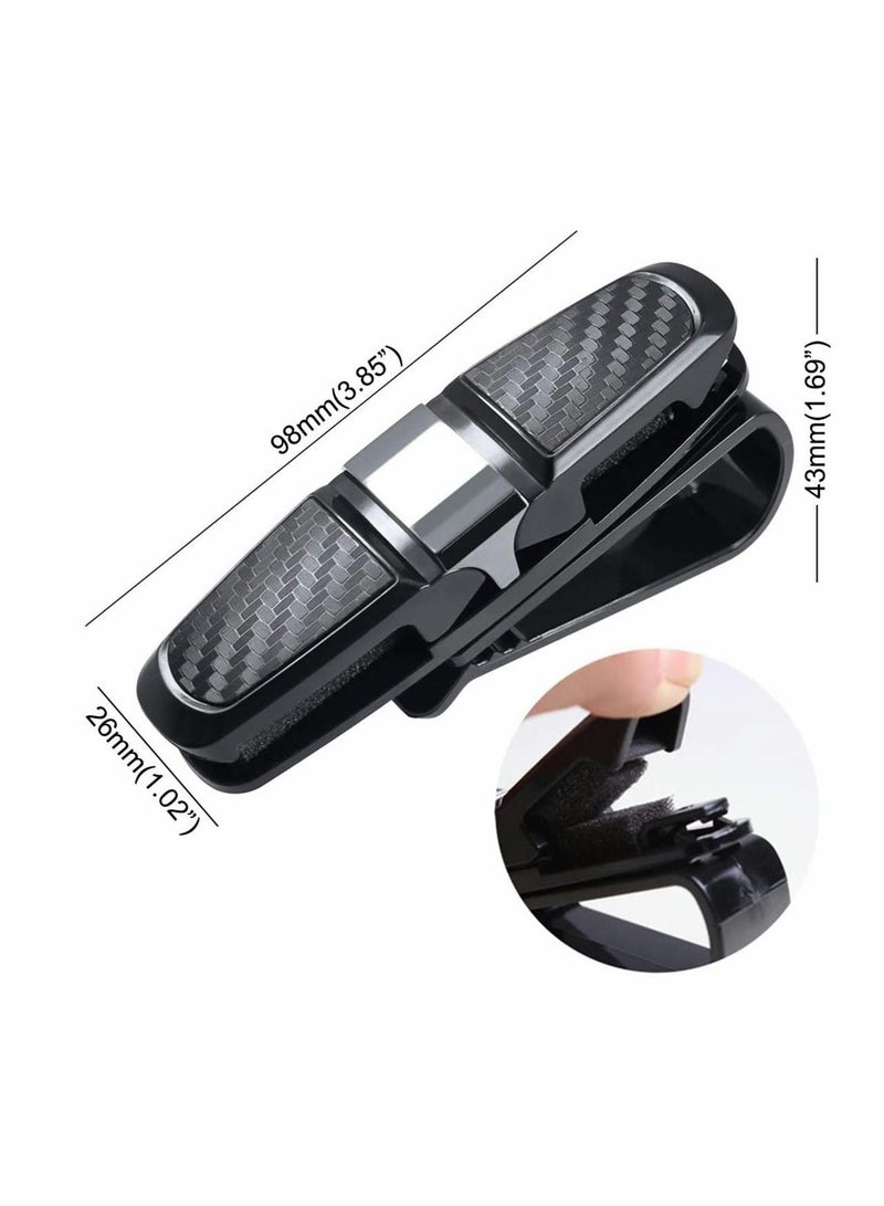 Hanger Eyeglasses Mount 180 Degree Rotational Ticket Card Clip Double-Ends Carbon Fiber Silver 2 Pcs Car Glasses Holder Sunglasses Sun Visor - Image 4