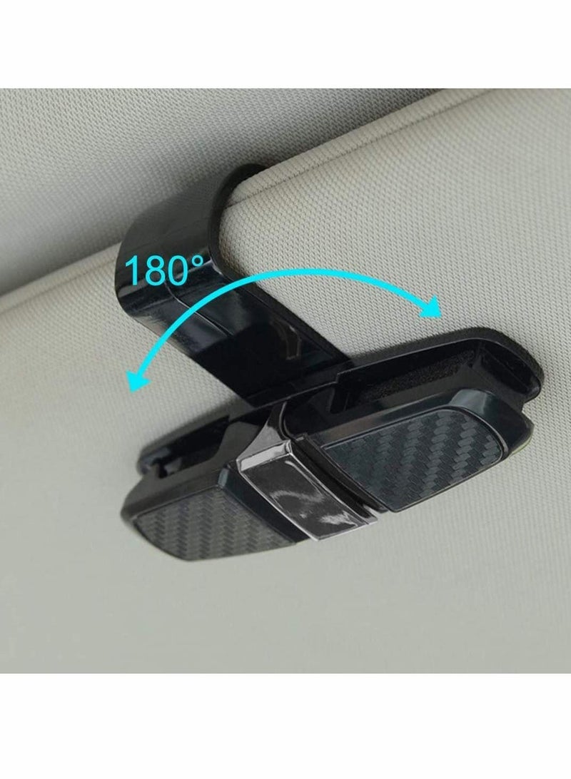 Hanger Eyeglasses Mount 180 Degree Rotational Ticket Card Clip Double-Ends Carbon Fiber Silver 2 Pcs Car Glasses Holder Sunglasses Sun Visor - Image 5