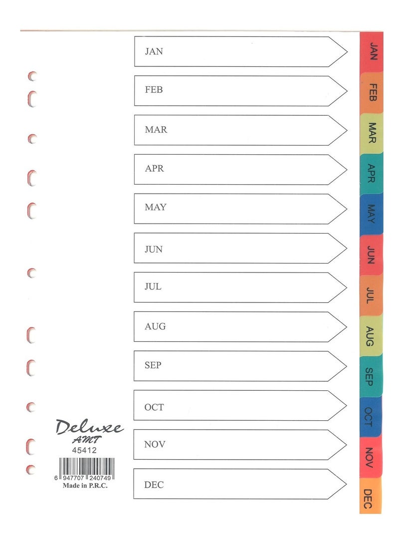 Deluxe Amt 5-Pack 12 Tab Plastic Divider Multicolour  - Image 2