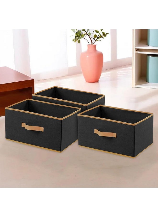 Kuber Industries - Kuber Industries Storage Box|Toy Box Storage For Kids|Foldable Storage Box|Storage Box For Clothes|Pack of 3 (Black, Non-woven) - Image 1