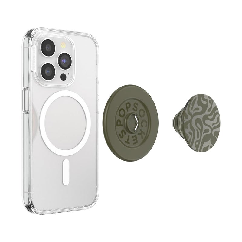 PopSockets Phone Grip for MagSafe, Magnetic Holder, Phone Stand, Green - Alum Swirl - Image 4