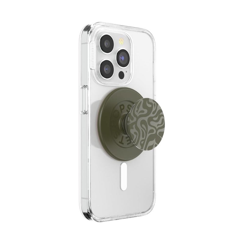 PopSockets Phone Grip for MagSafe, Magnetic Holder, Phone Stand, Green - Alum Swirl - Image 1