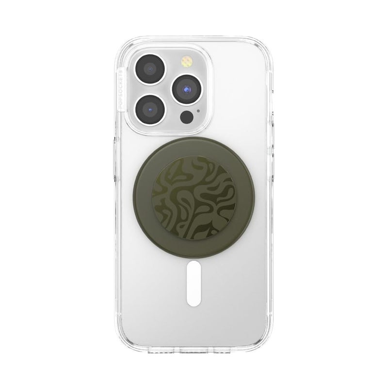 PopSockets Phone Grip for MagSafe, Magnetic Holder, Phone Stand, Green - Alum Swirl - Image 3