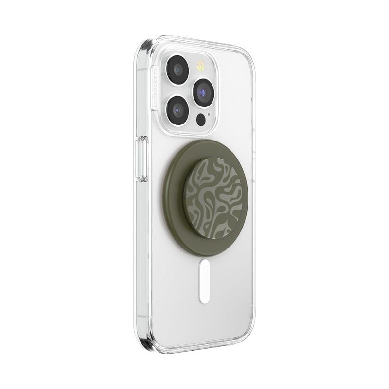PopSockets Phone Grip for MagSafe, Magnetic Holder, Phone Stand, Green - Alum Swirl - Image 2