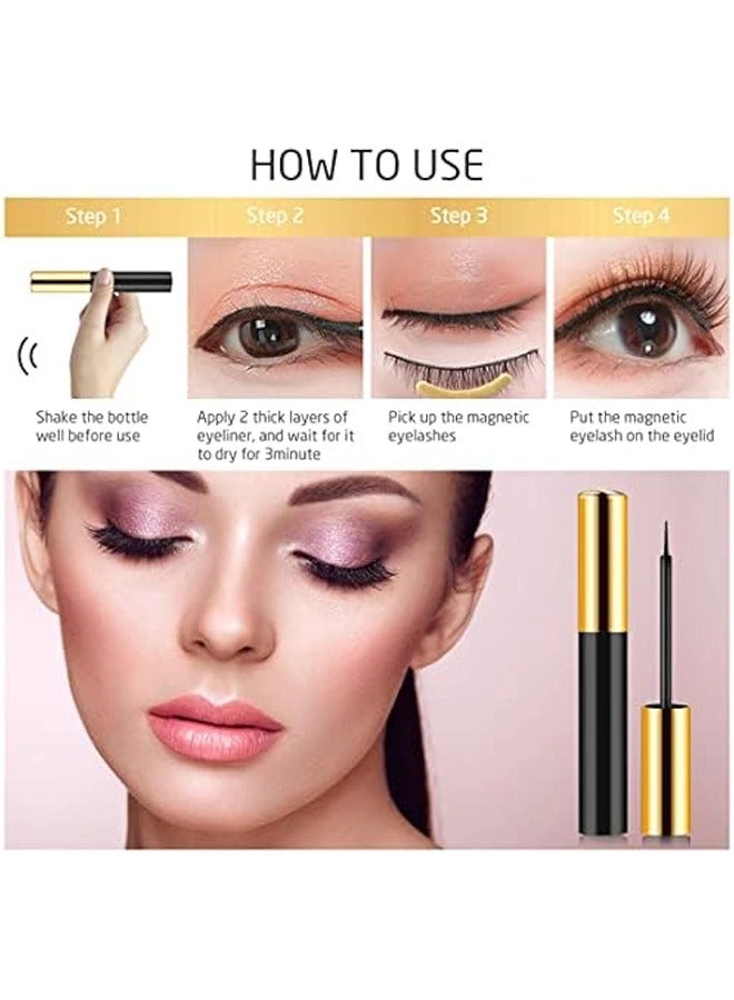 (10 pairs of lashes) 5D Magnetic Lash Kit - Includes Magnetic Eyeliner & Tweezers, Comes with 2 Lash Tubes for a Natural Look - Image 2